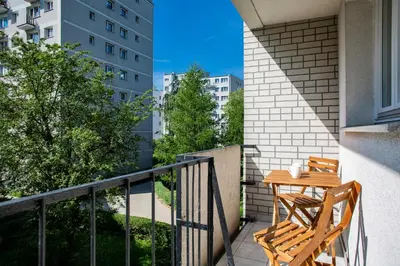 Balkon lub taras w obiekcie First Central Apartments by Noclegi Renters