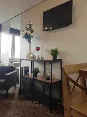 Telewizja i/lub zestaw kina domowego w obiekcie Alma Apartments Rondo ONZ