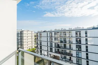 Balkon lub taras w obiekcie Apartment near Chopin Airport with parking place