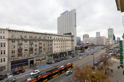 Widok na miasto Warszawa z tego apartamentu