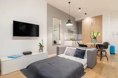 Telewizja i/lub zestaw kina domowego w obiekcie Sławińska 6 with Balcony by Noclegi Renters
