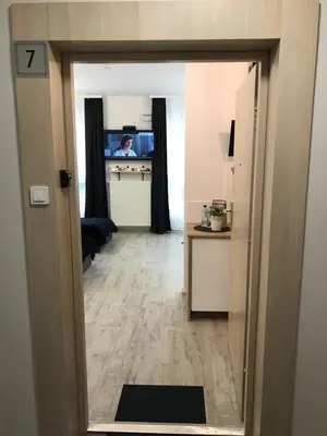 Telewizja i/lub zestaw kina domowego w obiekcie Apartamenty Brzeska 10