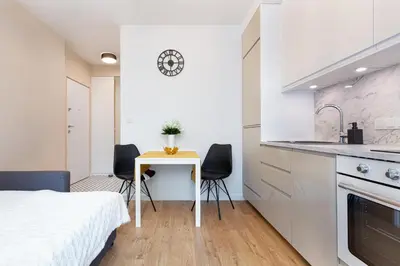 Kuchnia lub aneks kuchenny w obiekcie Mokotow Business Center Apartments by Noclegi Renters