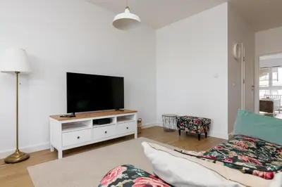 Telewizja i/lub zestaw kina domowego w obiekcie Rozłogi Sunny Apartment by BookingHost