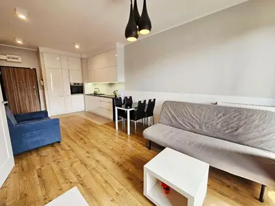 Część wypoczynkowa w obiekcie FIRST -- Green Żoliborz Apartment 4