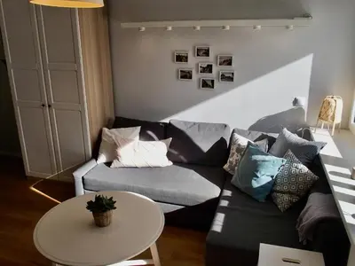 Część wypoczynkowa w obiekcie Mieszkanko w centrum Warszawy