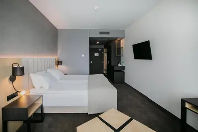 Łóżko lub łóżka w pokoju w obiekcie B&B HOTEL Warsaw East