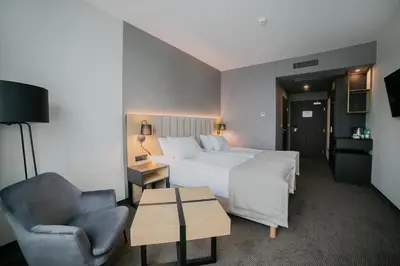 Łóżko lub łóżka w pokoju w obiekcie B&B HOTEL Warsaw East