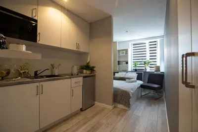 Kuchnia lub aneks kuchenny w obiekcie Lobby 55 - AC and Smart TV
