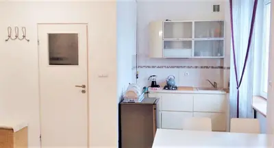 Kuchnia lub aneks kuchenny w obiekcie apartament Hallera Square Warsaw 27m2