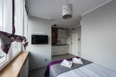 Telewizja i/lub zestaw kina domowego w obiekcie Magnetic apartment Jerozolimskie A