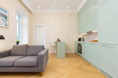 Kuchnia lub aneks kuchenny w obiekcie Apartments Warsaw Targowa by Noclegi Renters