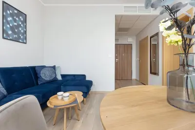 Część wypoczynkowa w obiekcie Apartments Warsaw Wola Business Center by Noclegi Renters