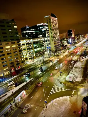 Widok na miasto Warszawa z tego apartamentu