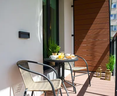 Balkon lub taras w obiekcie Warsaw Seasons by Alluxe Boutique Apartments