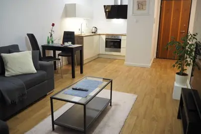 Telewizja i/lub zestaw kina domowego w obiekcie Wilanów Apartment close to Town Hall and Palace