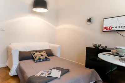 Łóżko lub łóżka w pokoju w obiekcie Apartment for rent Warsaw center