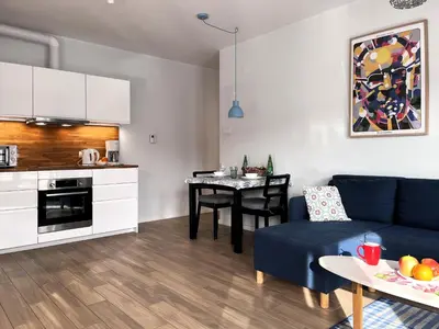 Kuchnia lub aneks kuchenny w obiekcie Apartament Metro Działdowska