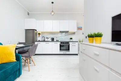 Kuchnia lub aneks kuchenny w obiekcie Stylish & Modern Apartments Praga by Noclegi Renters