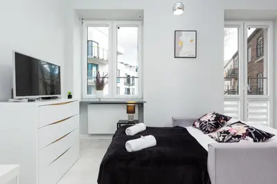 Telewizja i/lub zestaw kina domowego w obiekcie Stylish & Modern Apartments Praga by Noclegi Renters