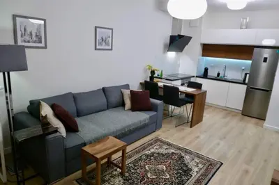 Kuchnia lub aneks kuchenny w obiekcie Sarmacka Apartment in Wilanów