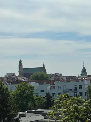 Widok na miasto Warszawa z tego apartamentu
