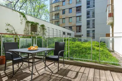 Balkon lub taras w obiekcie Apartments Mokotów Obrzeżna by Noclegi Renters