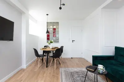 Część wypoczynkowa w obiekcie Metro Marymont Apartment by Noclegi Renters