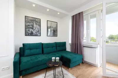 Część wypoczynkowa w obiekcie Metro Marymont Apartment by Noclegi Renters