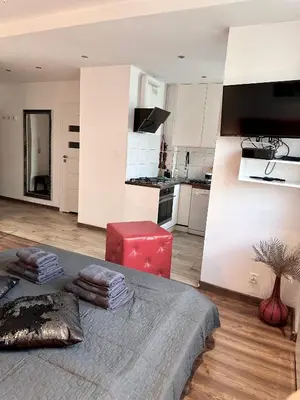 Kuchnia lub aneks kuchenny w obiekcie Apartament Centrum Chmielna 73c