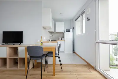 Kuchnia lub aneks kuchenny w obiekcie Apartments City Center Powiśle by Noclegi Renters