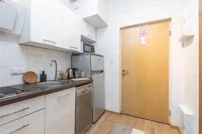 Kuchnia lub aneks kuchenny w obiekcie SuperApart Kierbedzia - Blisko Olinek