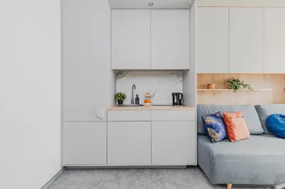 Kuchnia lub aneks kuchenny w obiekcie SuperApart Wilanów MiniStudio, Medicover, Świątynia Opatrzności