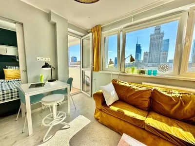 Część wypoczynkowa w obiekcie GOLD 2 King Size Bed, metro x2 free WiFi, 50'TV Netflix, HBO, AppleTV+