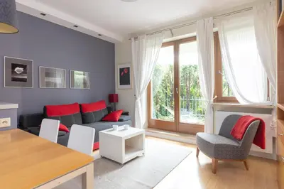 Część wypoczynkowa w obiekcie Metro Pole Mokotowskie Cosy Apartment by BookingHost