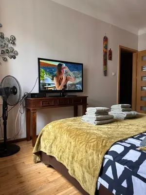 Telewizja i/lub zestaw kina domowego w obiekcie Africa Apartment