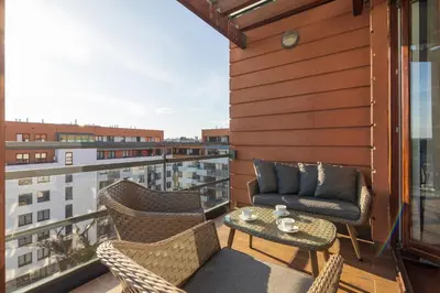 Balkon lub taras w obiekcie Mokotów Premium Apartment with Terrace by BookingHost