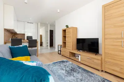 Telewizja i/lub zestaw kina domowego w obiekcie Apartments City Center Ochota by Noclegi Renters