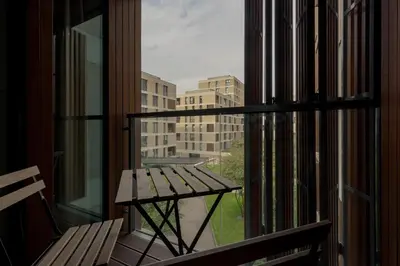 Balkon lub taras w obiekcie 19 Dzielnica Apartamenty Warszawa by Noclegi Renters