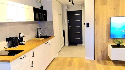 Kuchnia lub aneks kuchenny w obiekcie Saska Modern przy Stadionie