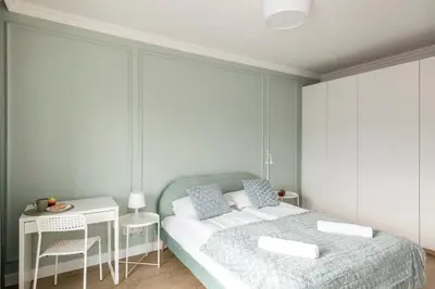 Łóżko lub łóżka w pokoju w obiekcie ShortStayPoland Racjonalizacji (B54)