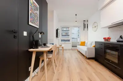 Kuchnia lub aneks kuchenny w obiekcie Atrium Promenada Apartments Gocław by Noclegi Renters