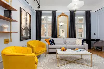Część wypoczynkowa w obiekcie LUX Golden Apartment Praga Kępna by Renters Prestige