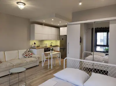 Część wypoczynkowa w obiekcie Sweet Apartment vis-a-vis Medicover and Paley Institute