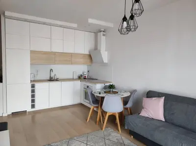 Kuchnia lub aneks kuchenny w obiekcie Lovely Apartment vis-a-vis Medicover and Paley Institute