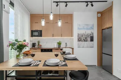 Kuchnia lub aneks kuchenny w obiekcie Lumina Premium Apartments with view on center Warsaw