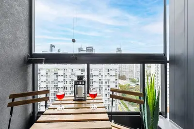 Balkon lub taras w obiekcie Lumina Premium Apartments with view on center Warsaw