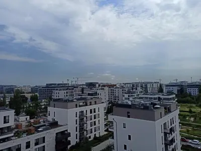 Widok na miasto Warszawa z tego apartamentu