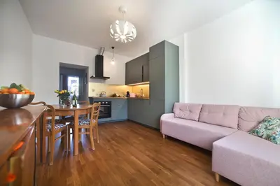 Kuchnia lub aneks kuchenny w obiekcie Zoliborz P&O Serviced Apartments