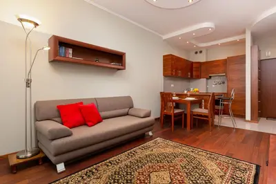 Kuchnia lub aneks kuchenny w obiekcie Apartments Chełmońskiego Warsaw Ursus by Noclegi Renters